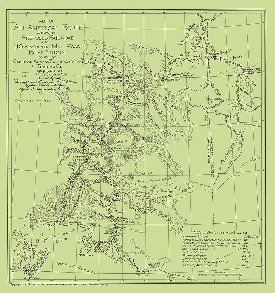 Proposed Railroad and Mail Road - Millard 1899