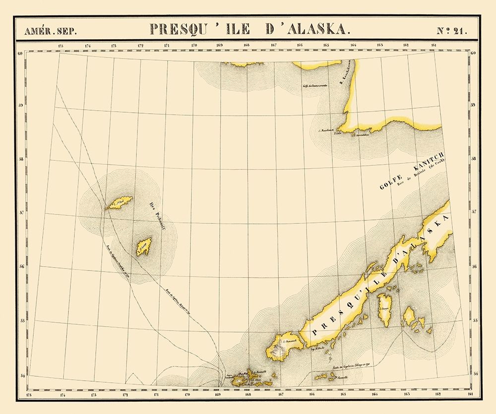 Alaska Peninsula - Vandermaelen 1827