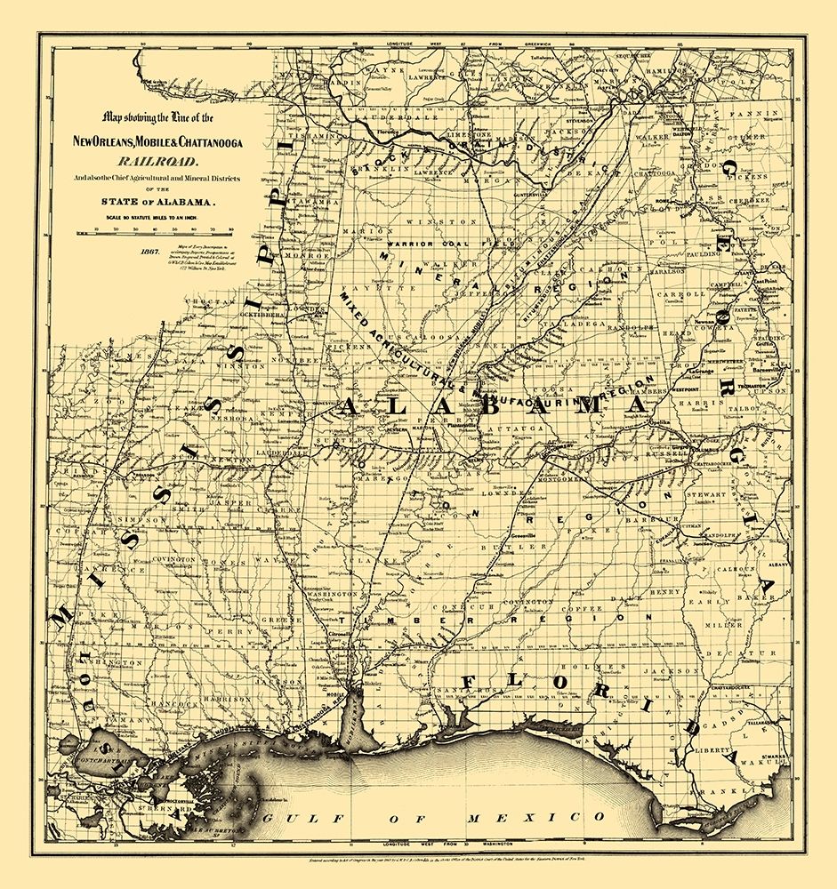 New Orleans, Mobile, Chattanooga Railroad 1867