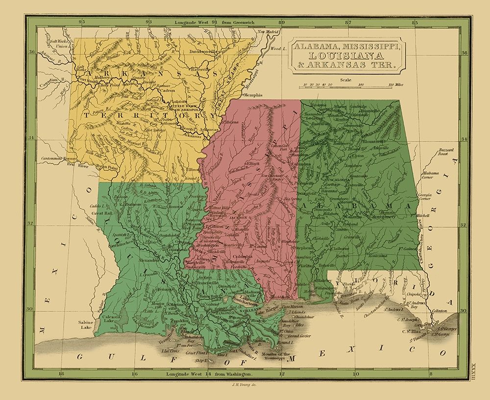Alabama, Mississippi, Louisiana, Arkansas