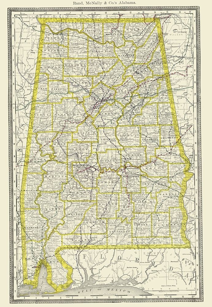 Alabama - Rand McNally 1890