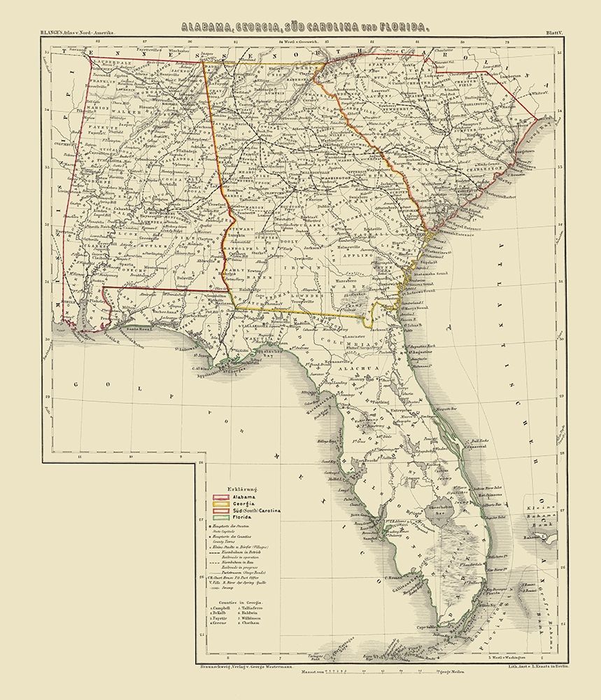 Alabama, Georgia, South Carolina, Florida 1854