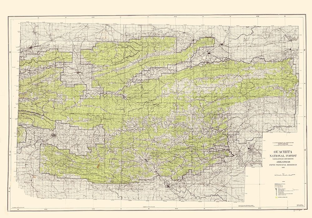 Ouachita National Forest Arkansas - USGS 1945