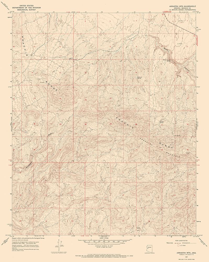 Arrastra Mountains Arizona Quad - USGS 1967