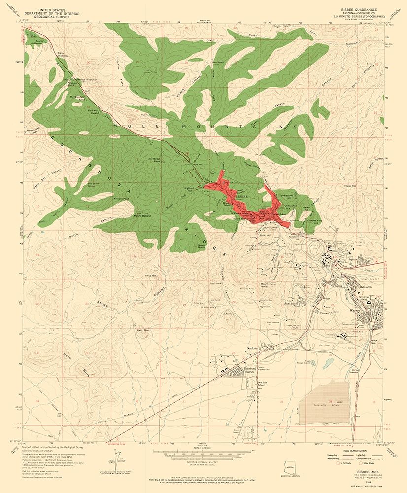 Bisbee Arizona Quad - USGS 1958