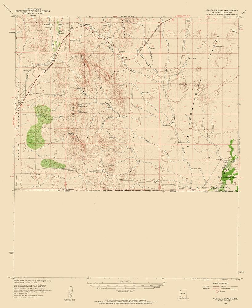 College Peaks Arizona Quad - USGS 1958