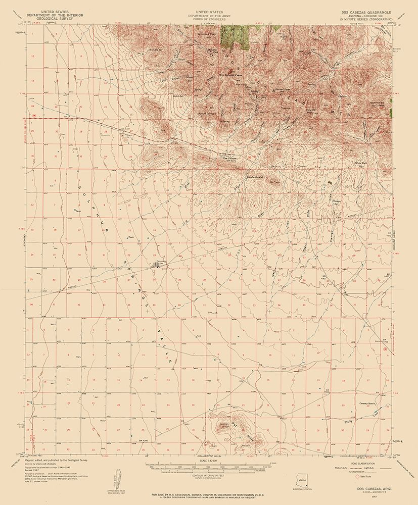 Dos Cabezas Arizona Quad - USGS 1957