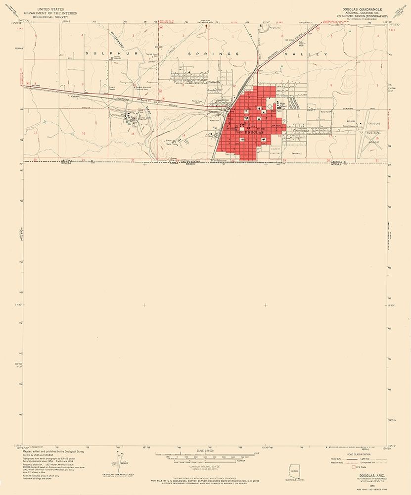 Douglas Arizona Quad - USGS 1958