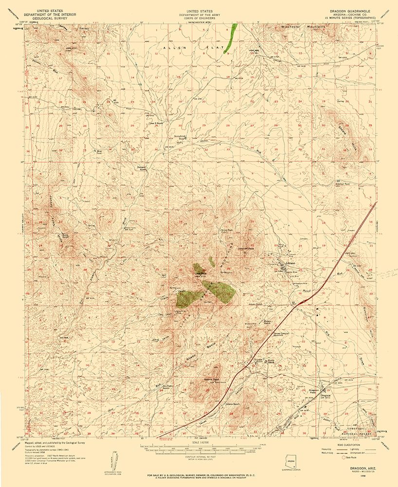 Dragoon Arizona Quad - USGS 1958