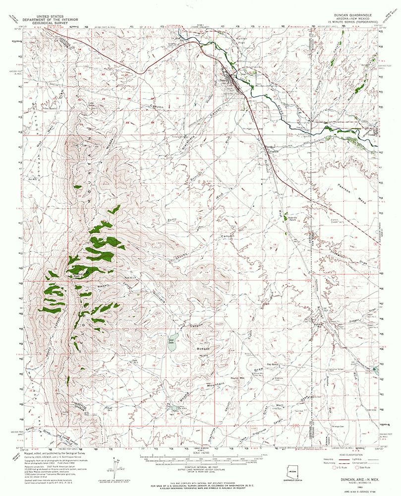 Duncan Arizona Quad - USGS 1960