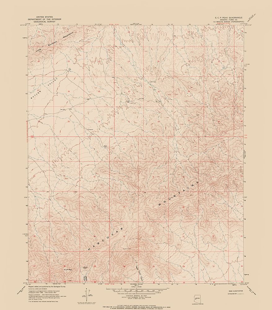 E C P Peak Arizona Quad - USGS 1967