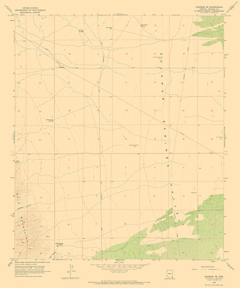 South East Gleeson Arizona Quad - USGS 1958