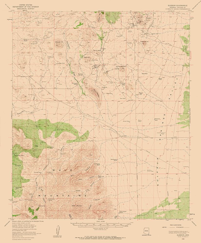 Gleeson Arizona Quad - USGS 1958