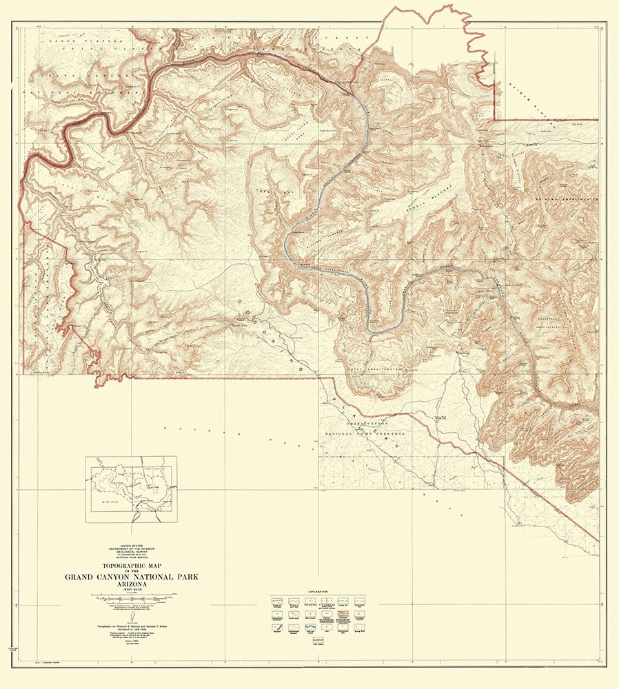 Grand Canyon West Half Arizona - USGS 1927