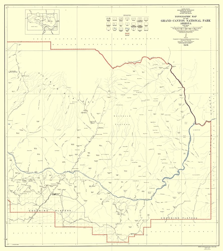 Grand Canyon East Half Arizona - USGS 1927