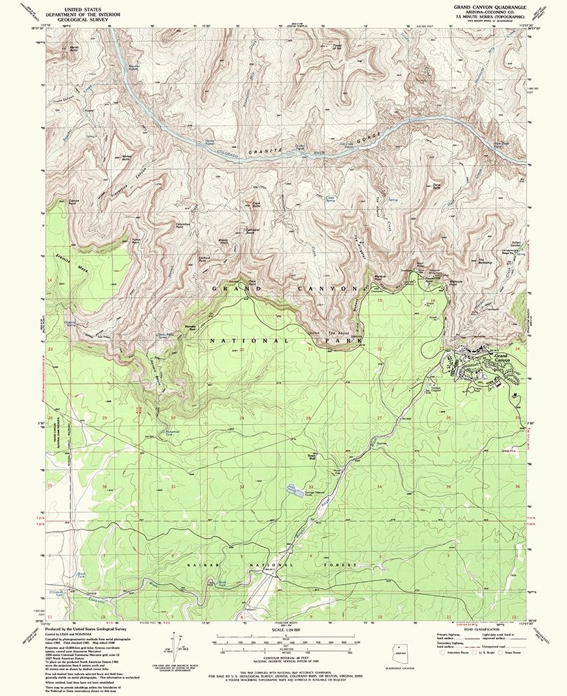 Grand Canyon Arizona Quad - USGS 1988