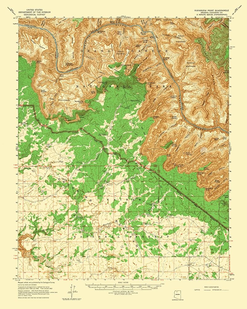Havasupai Point Arizona Quad - USGS 1962