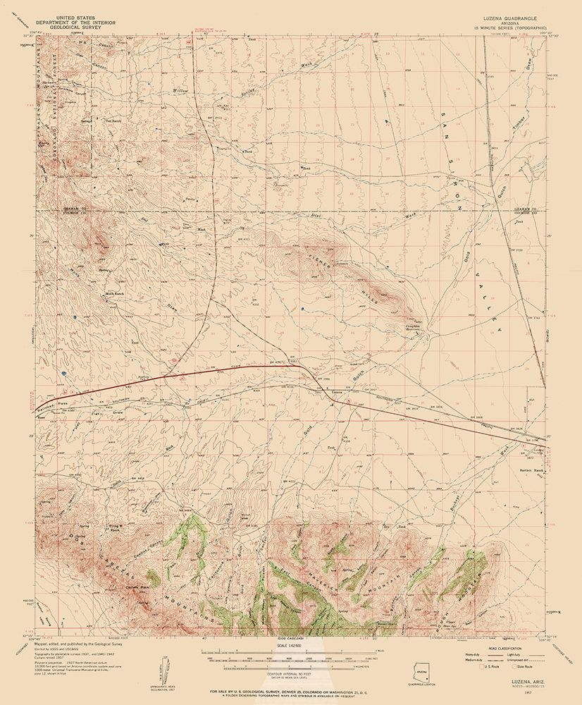 Luzena Arizona Quad - USGS 1957