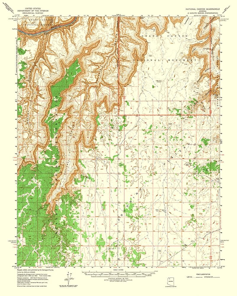 National Canyon Arizona Quad - USGS 1962