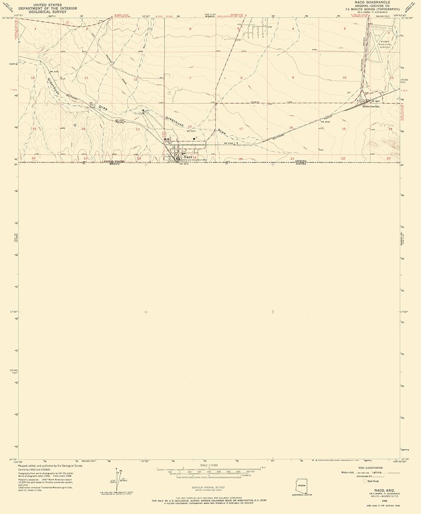 Naco Arizona Quad - USGS 1958