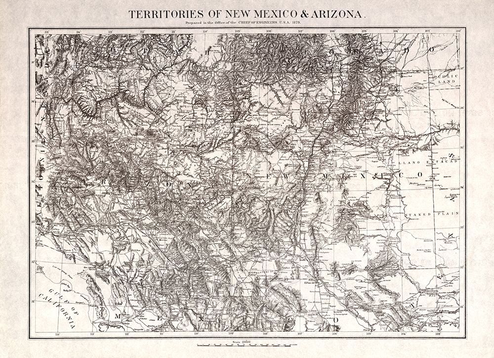 New Mexico Arizona Territories - USGS 1879