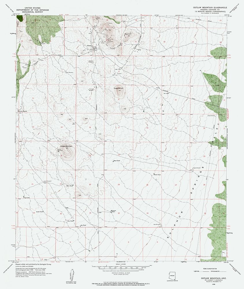 Outlaw Mountains Arizona Quad - USGS 1958