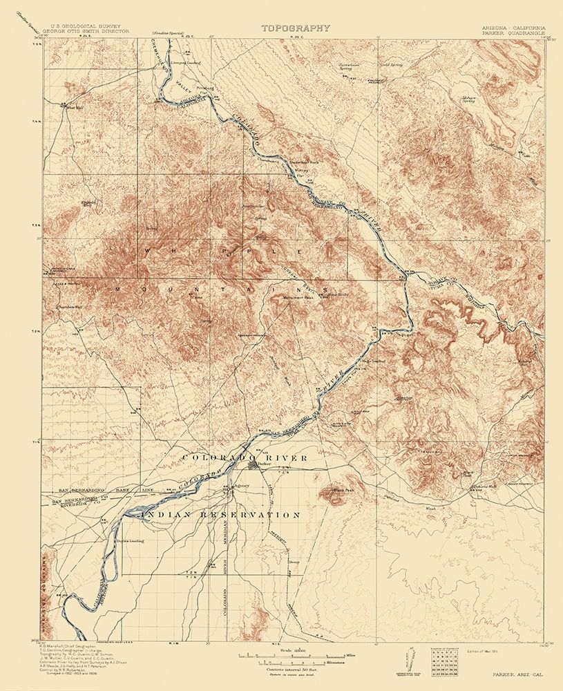 Parker Arizona California Quad - USGS 1911
