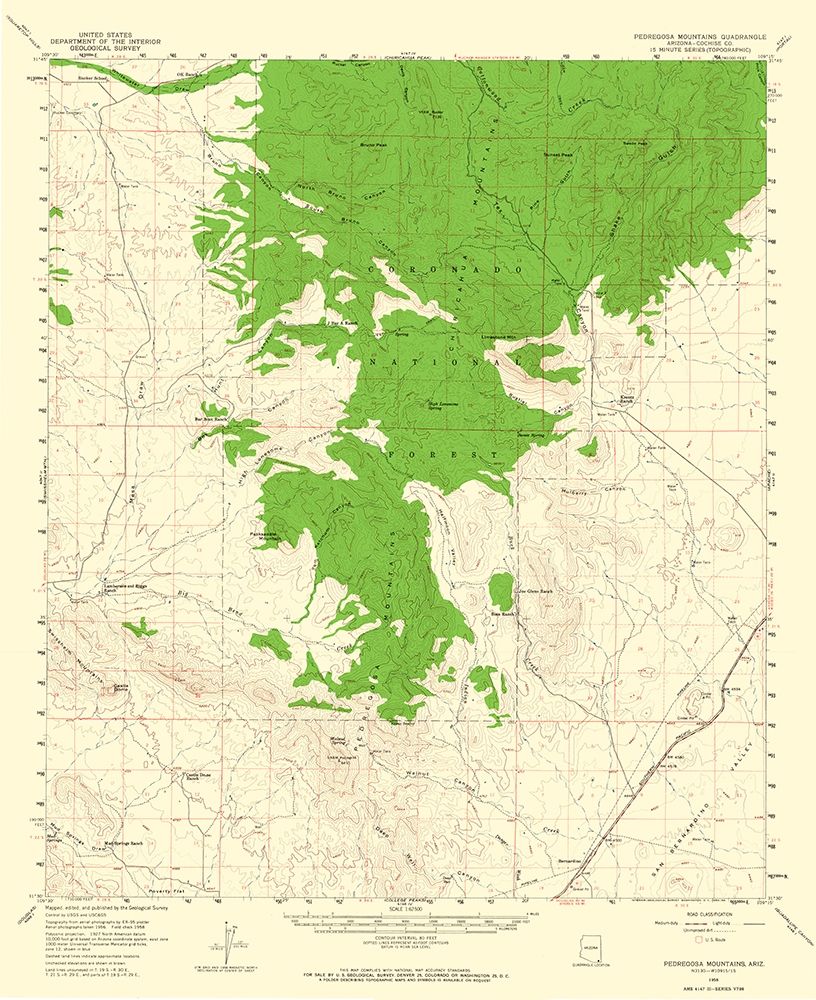 Pedragosa Mountains Arizona Quad - USGS 1958