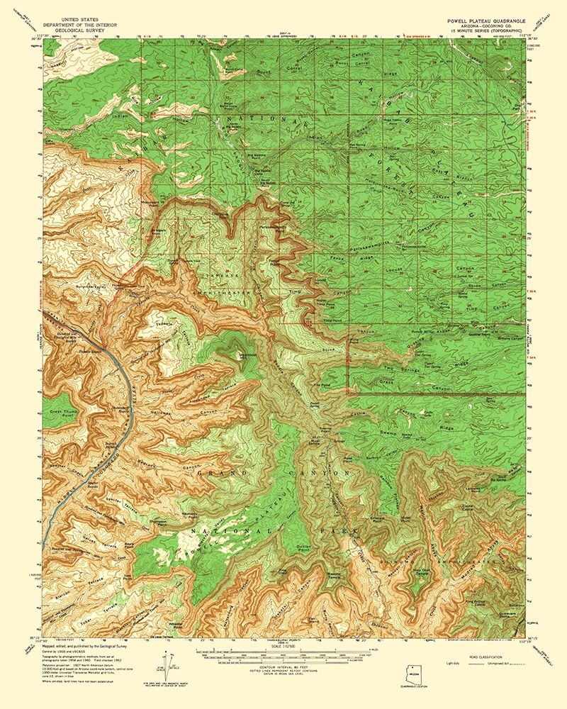 Powell Plateau Arizona Quad - USGS 1964