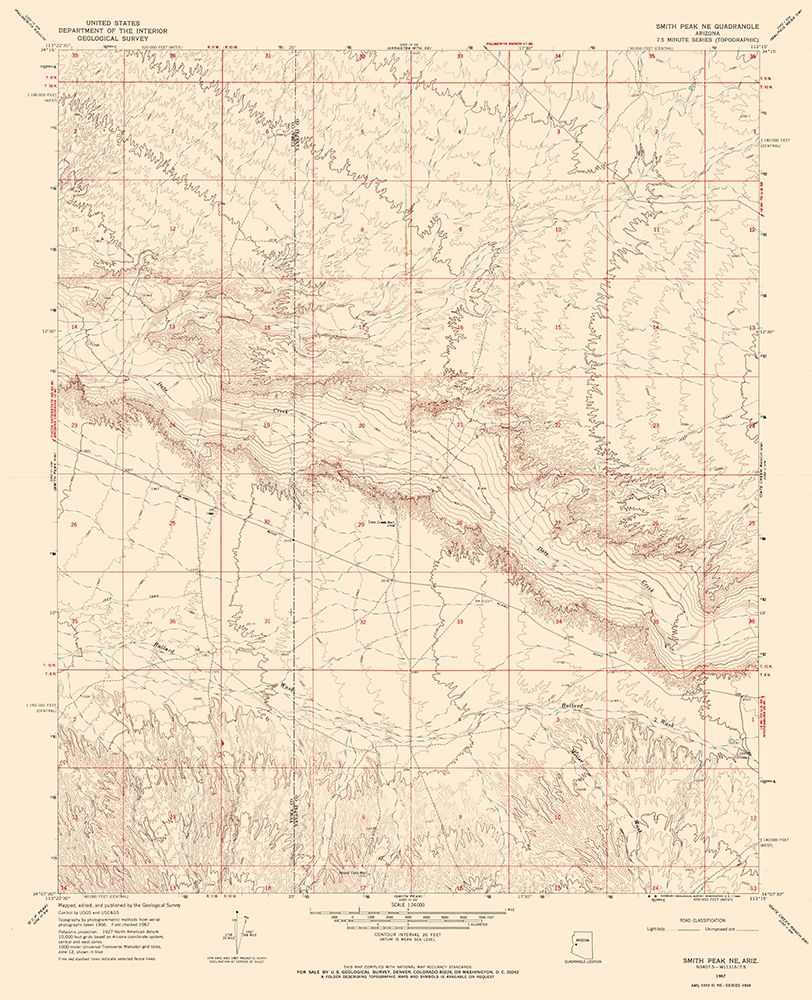 North East Smith Creek Arizona Quad - USGS 1967