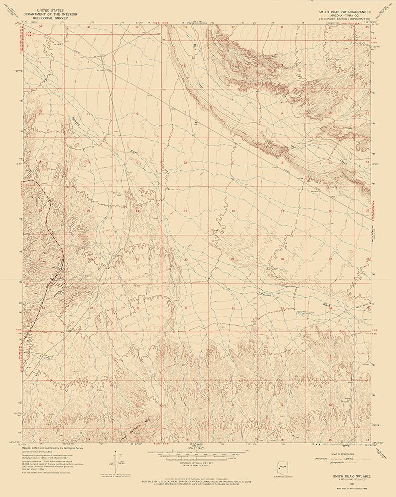 North West Smith Creek Arizona Quad - USGS 1967