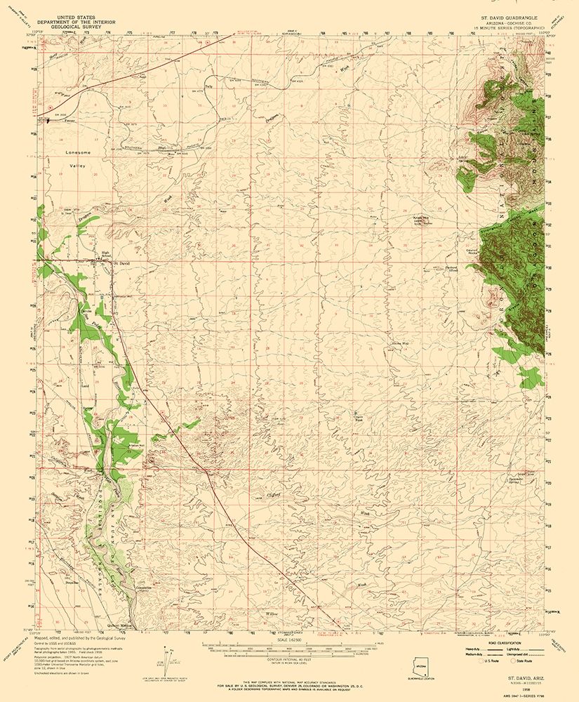 St David Arizona Quad - USGS 1958