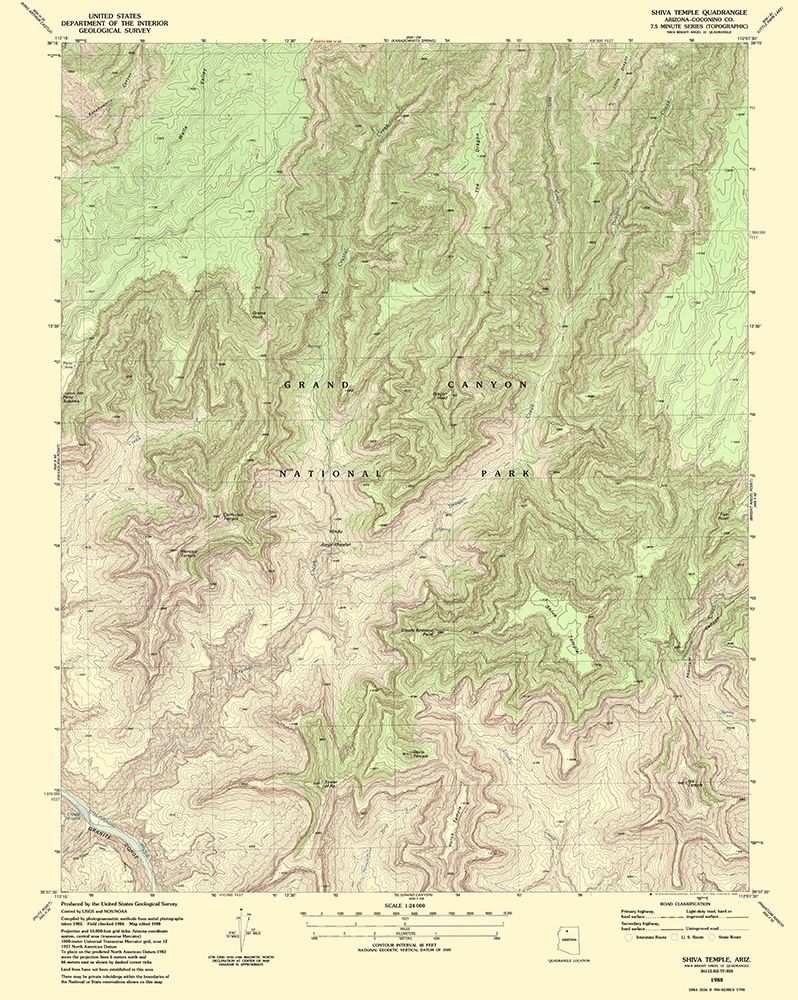 Shiva Temple Arizona Quad - USGS 1988