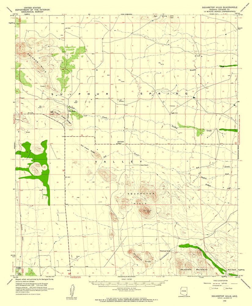 Squaretop Hills Arizona Quad - USGS 1958