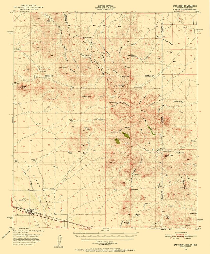 San Simon Arizona Quad - USGS 1950