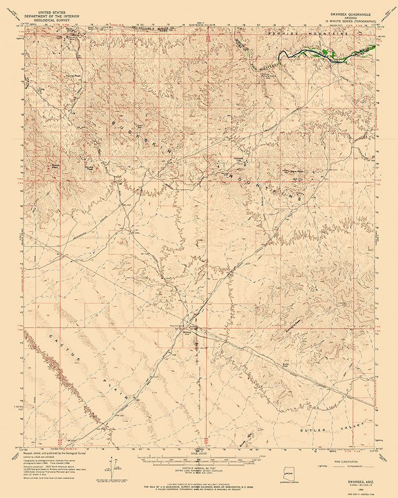 Swansea Arizona Quad - USGS 1966