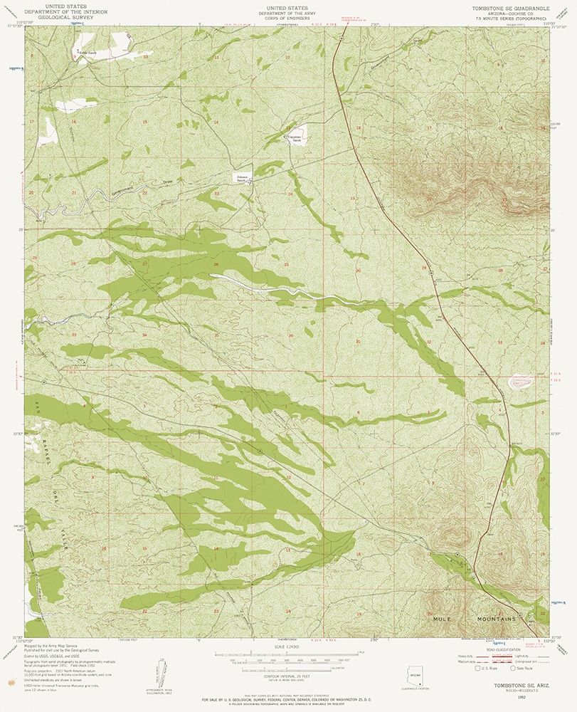 South East Tombstone Arizona Quad - USGS 1952