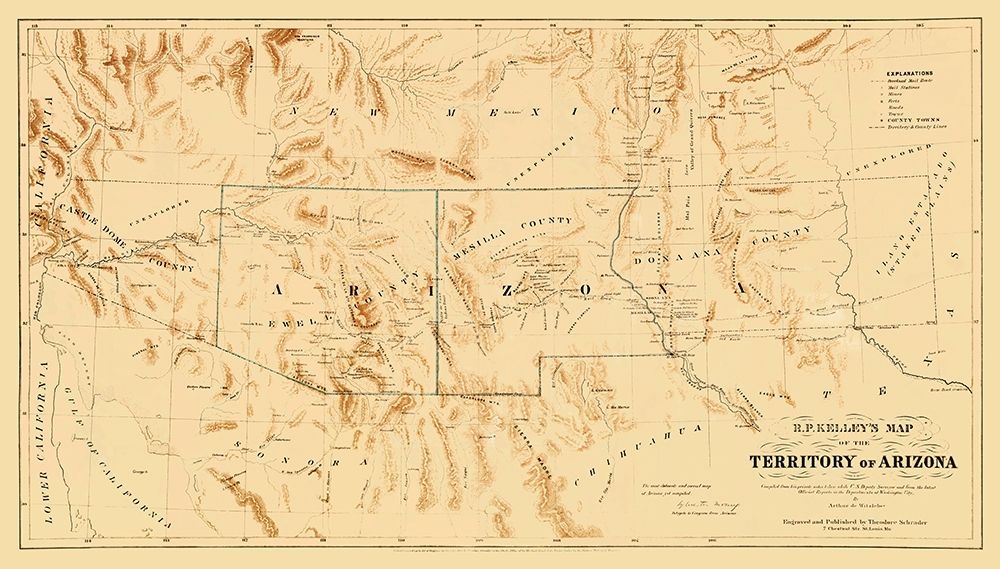 Arizona Territory from R.P. Kelley - Schrader 1860