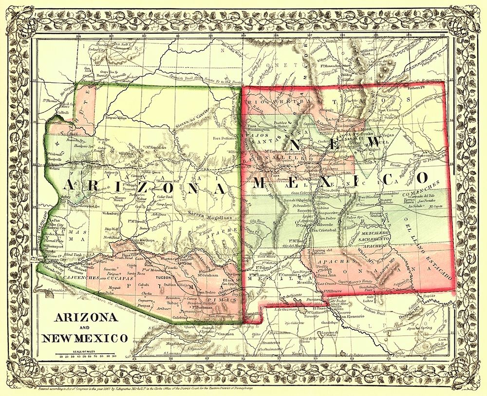 Arizona  New Mexico - Mitchell 1867