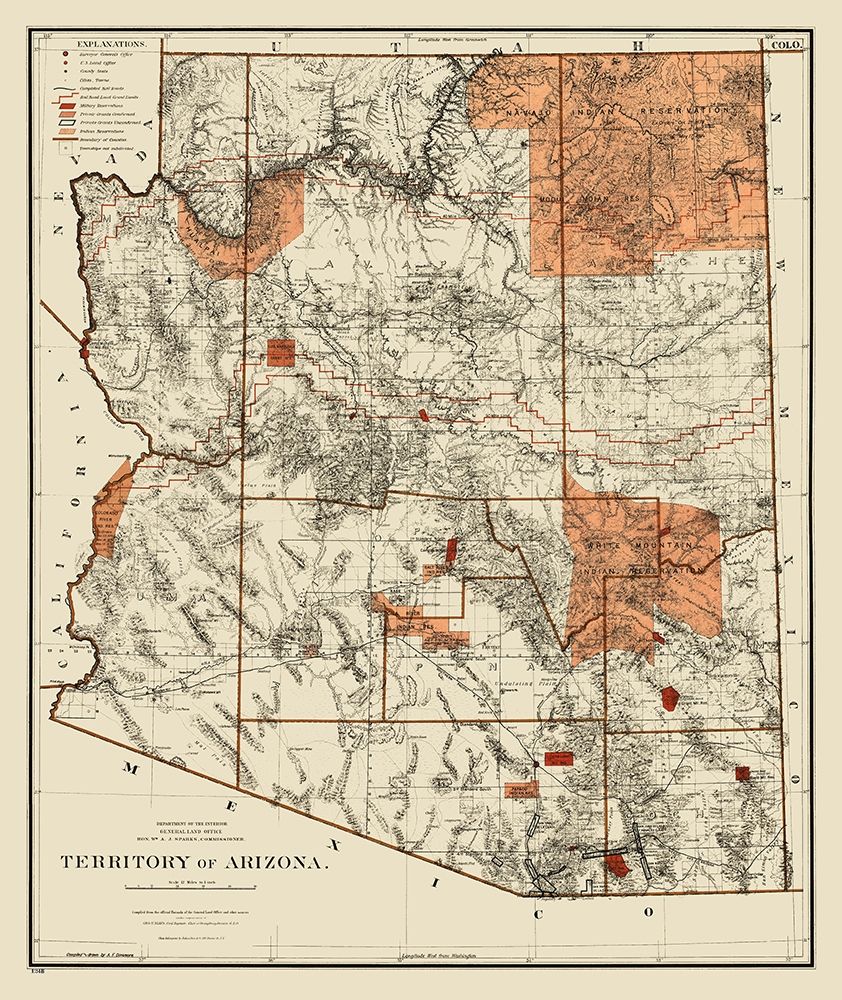 Arizona Territory - General Land Office 1887