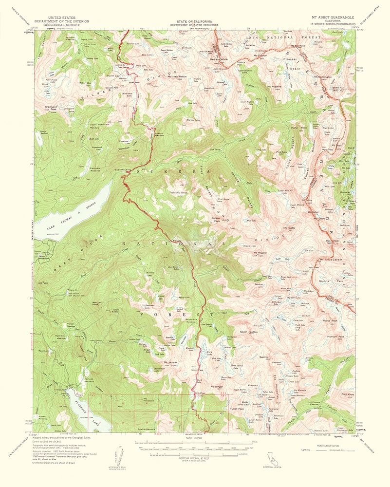 Mt Abbot California Quad - USGS 1963