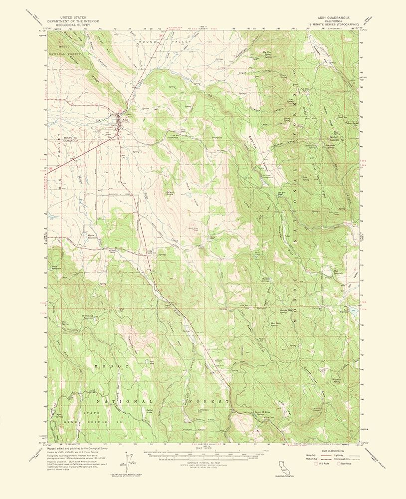Adin California Quad - USGS 1964