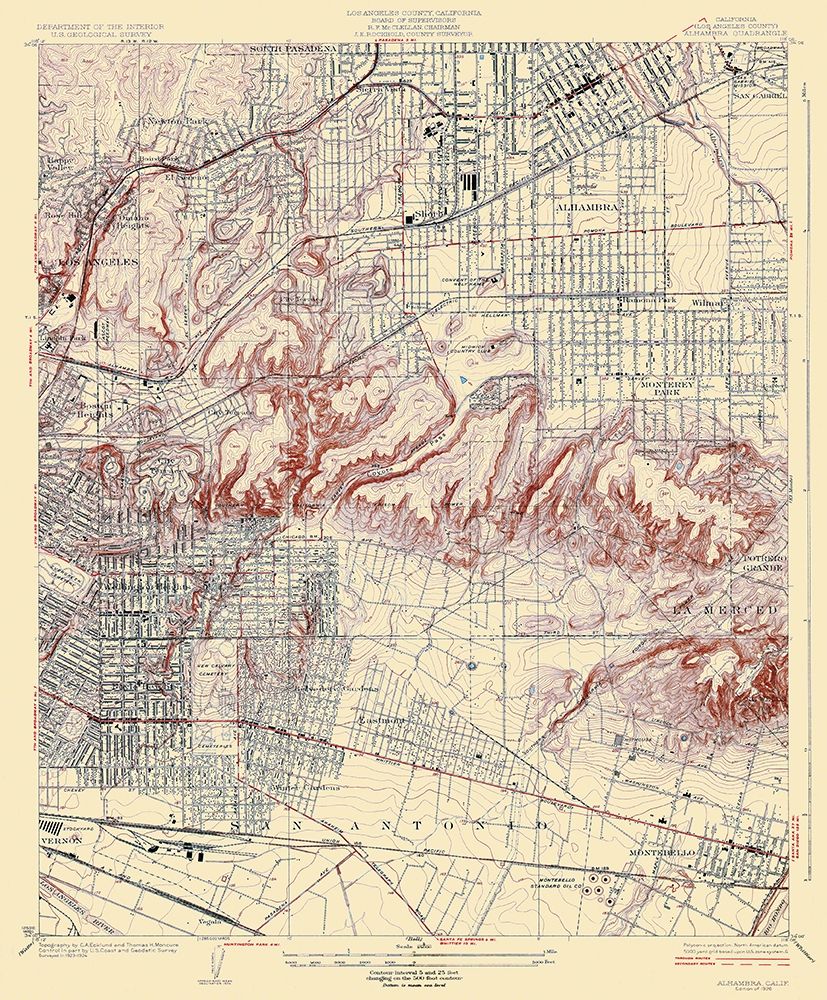 Alhambra California Quad - USGS 1926
