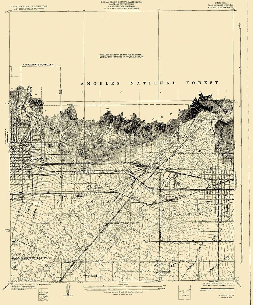 Azusa California Quad - USGS 1928