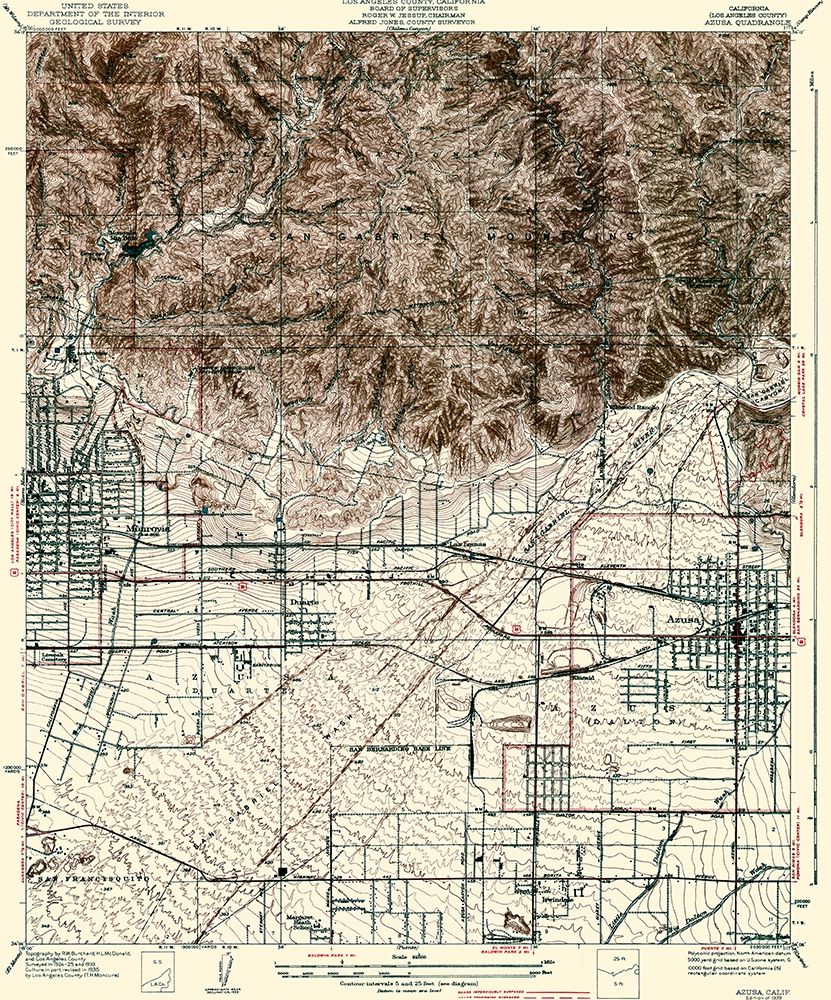Azusa California Quad - USGS 1939