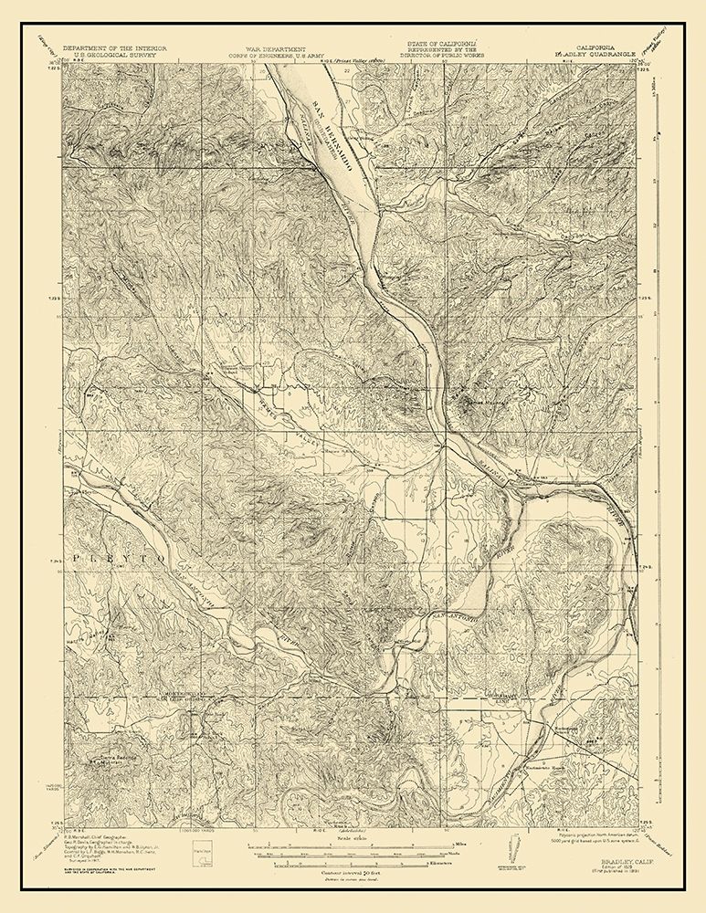 Bradley California Quad - USGS 1929