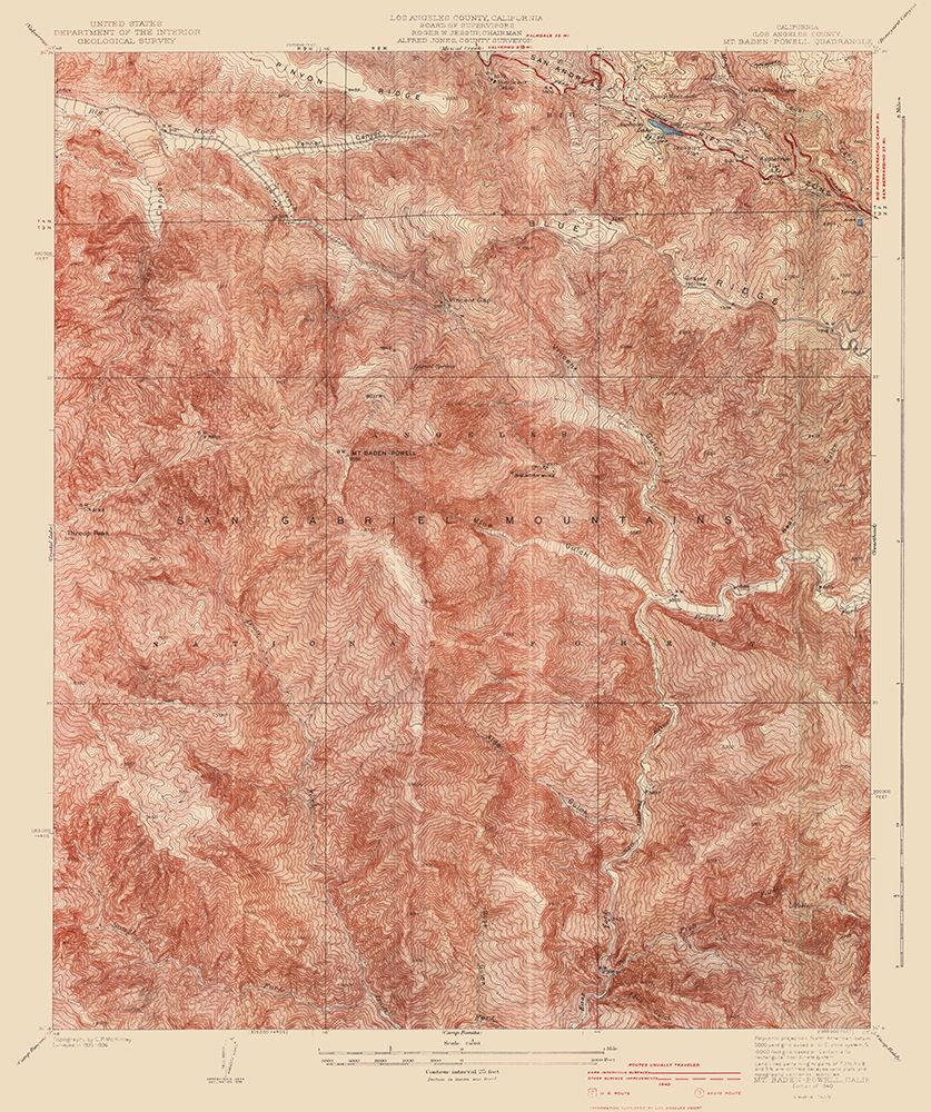 Mt Baden Powell California Quad - USGS 1940