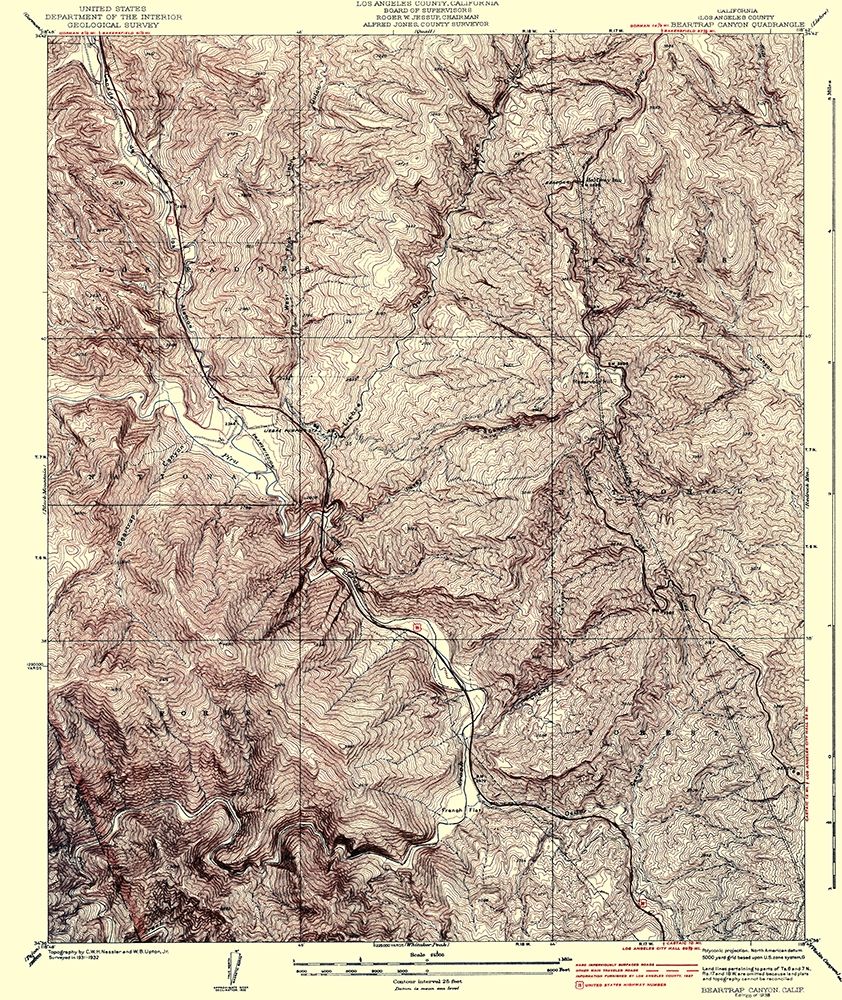 Beartrap Canyon California Quad - USGS 1938