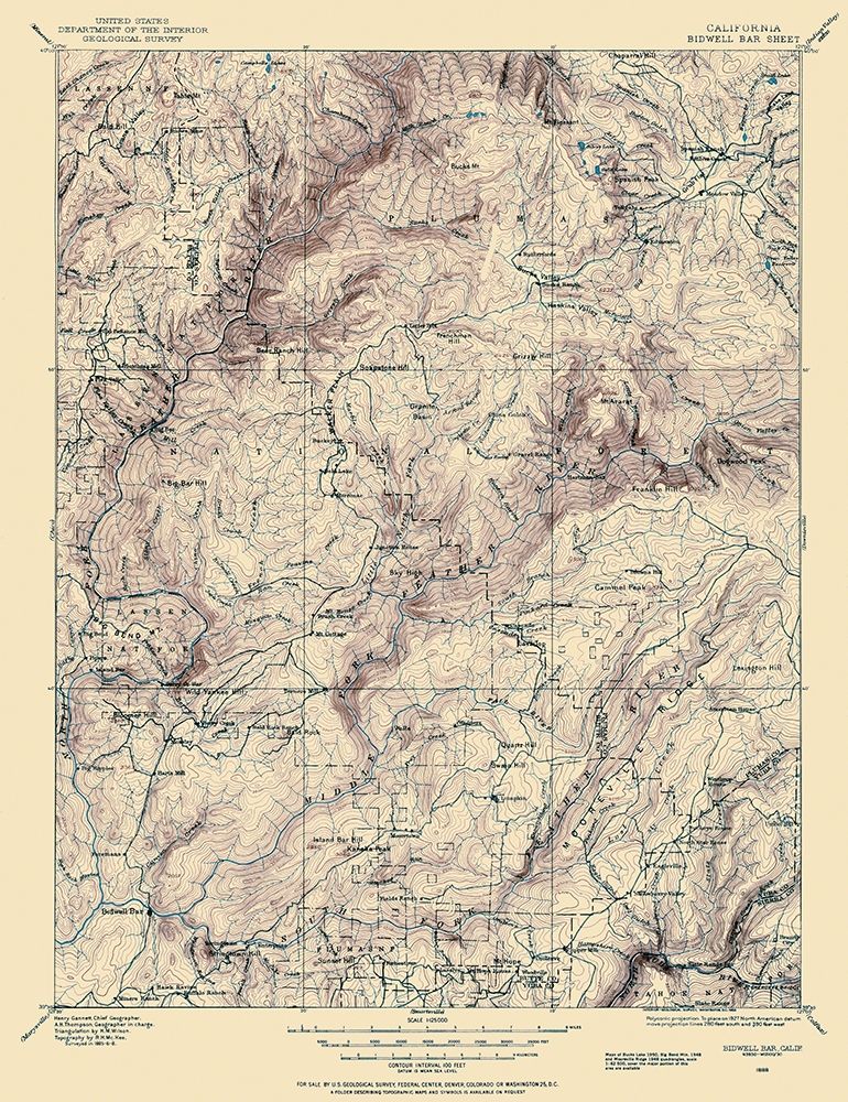 Bidwell Bar California Sheet - USGS 1888