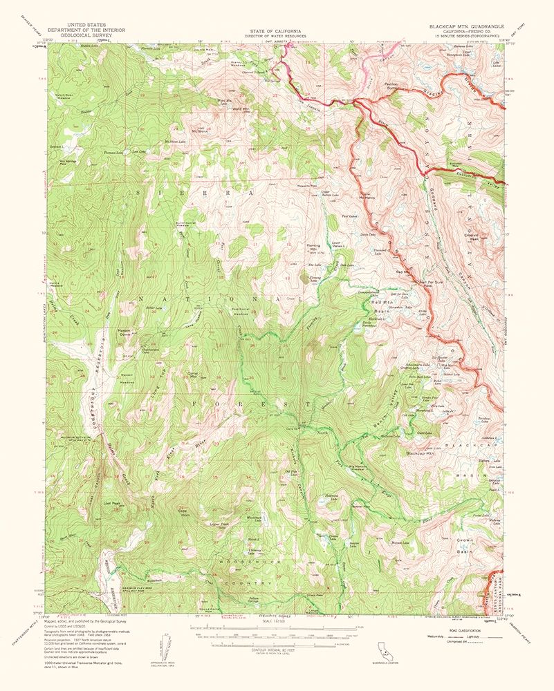 Blackcap Mountain California Quad - USGS 1962